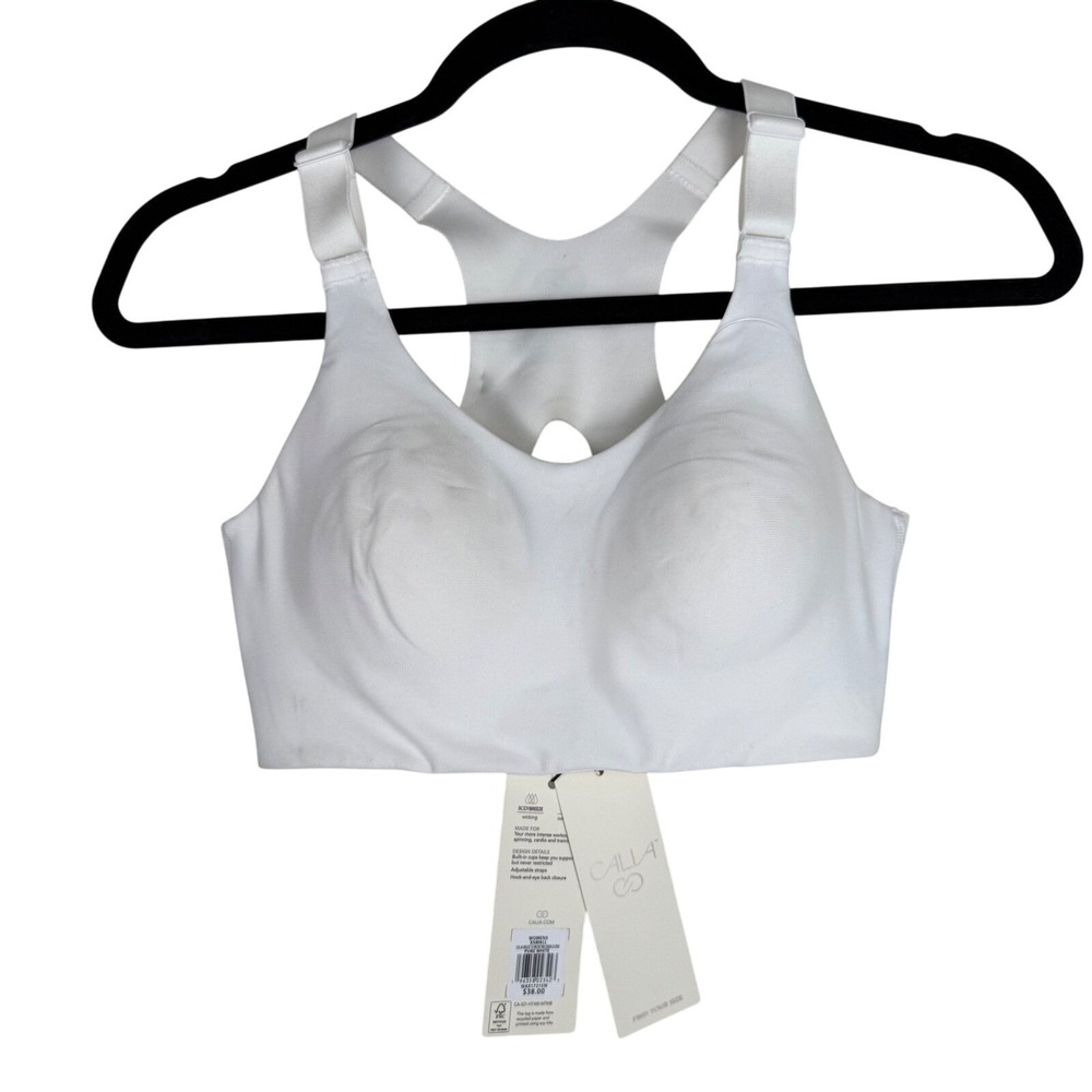 CALIA Womens XS Made To Move Racerback Bra White High Impact Sporty Activewear